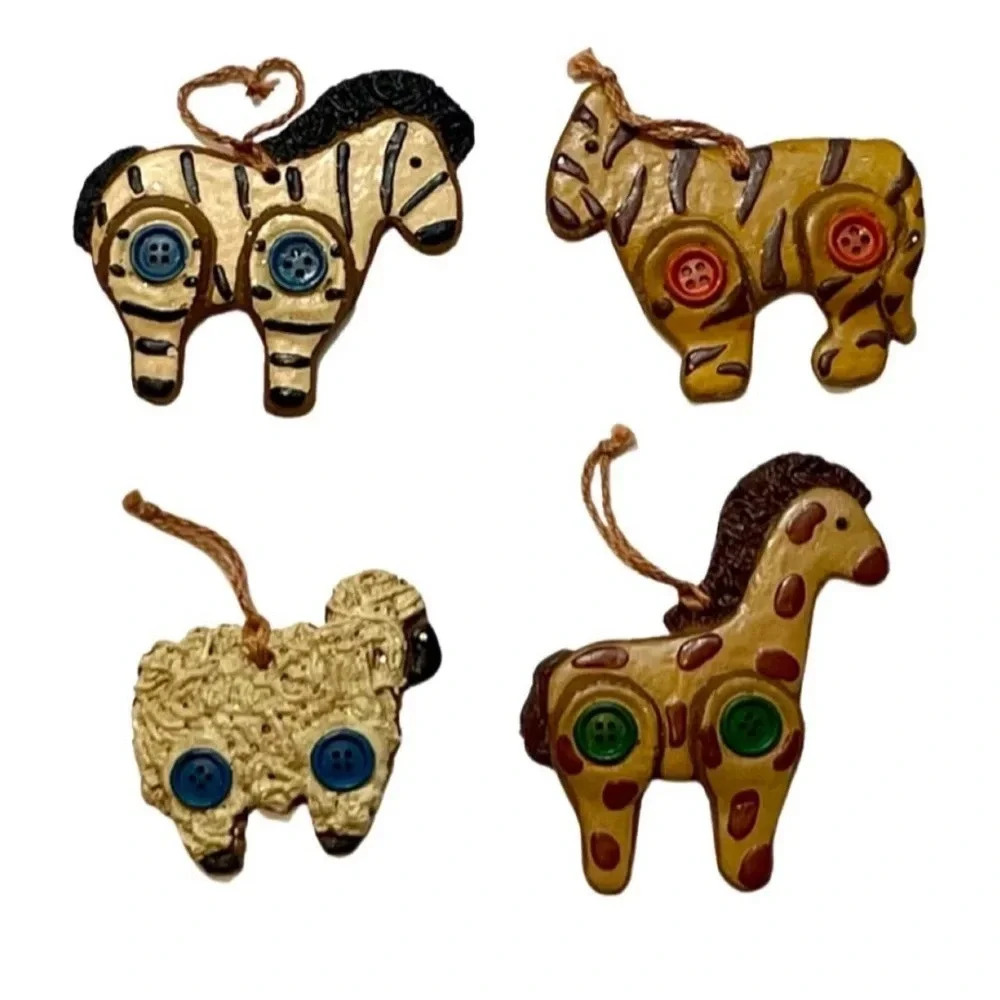 Handmade Clay Safari Animal Ornaments *SET OF 4*